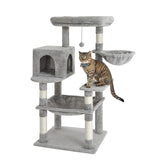 Kilodor 49.2 Inches Multi-Level Cat Tree Condo,Cat Tower with Sisal Scratching Post, Plush Perches,Hammock,Kitten Playhouse