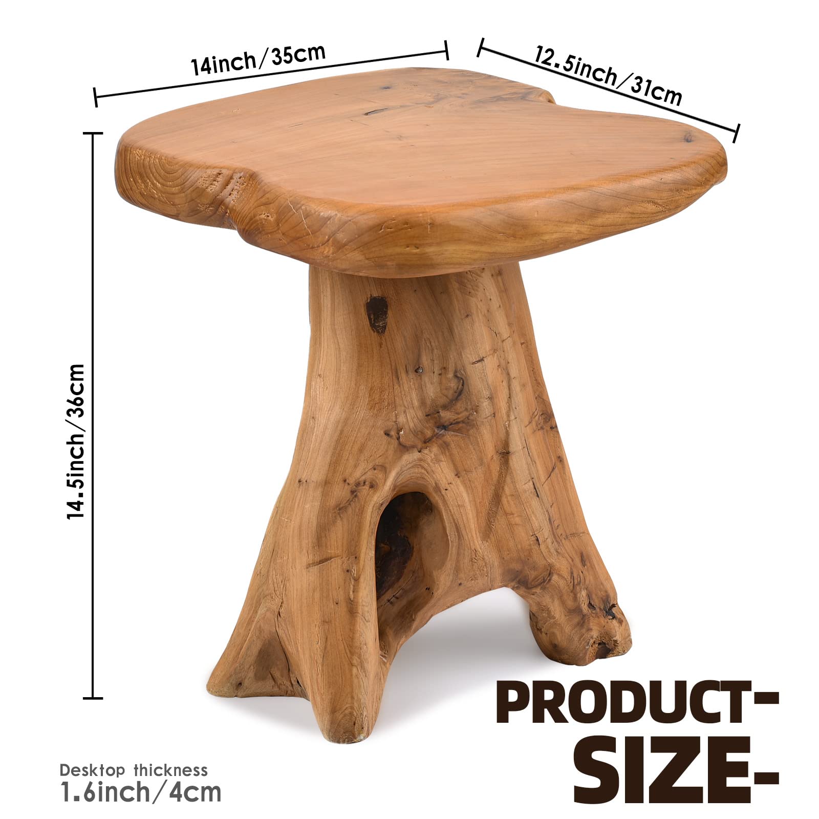Small Side Table, Unique Design Live Edge Wood Stool