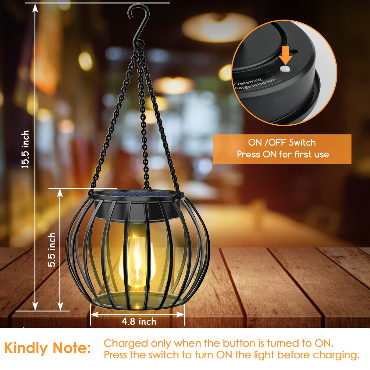 Solar Outdoor Lights Upgraded Hanging Solar Lantern Metal Solar Lights