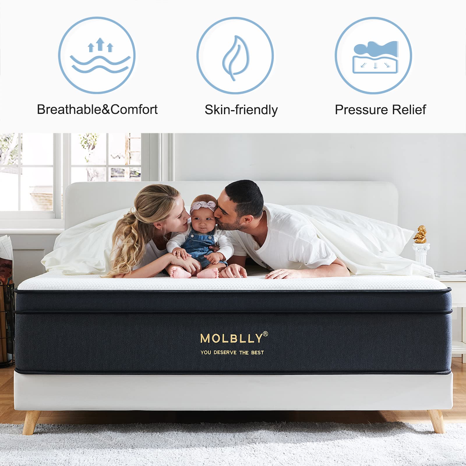 Queen Mattress, 12 Inch Hybrid Queen