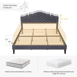 King Size Platfrom Bed Frame with Adjustable Headboard/Fabric Upholstered