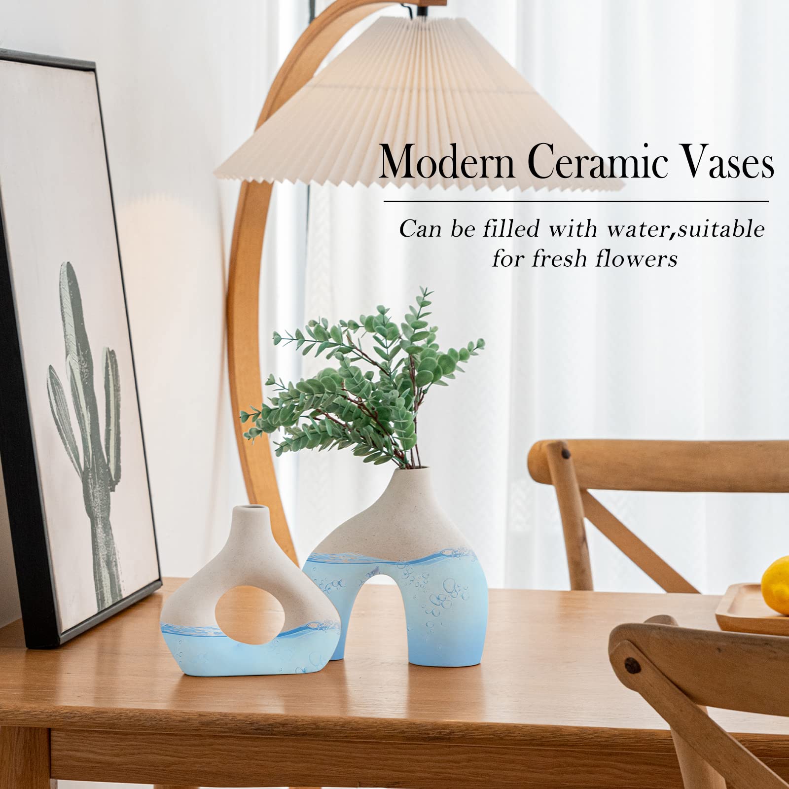 White Ceramic Vase Set of 2 for Modern Home Decor
