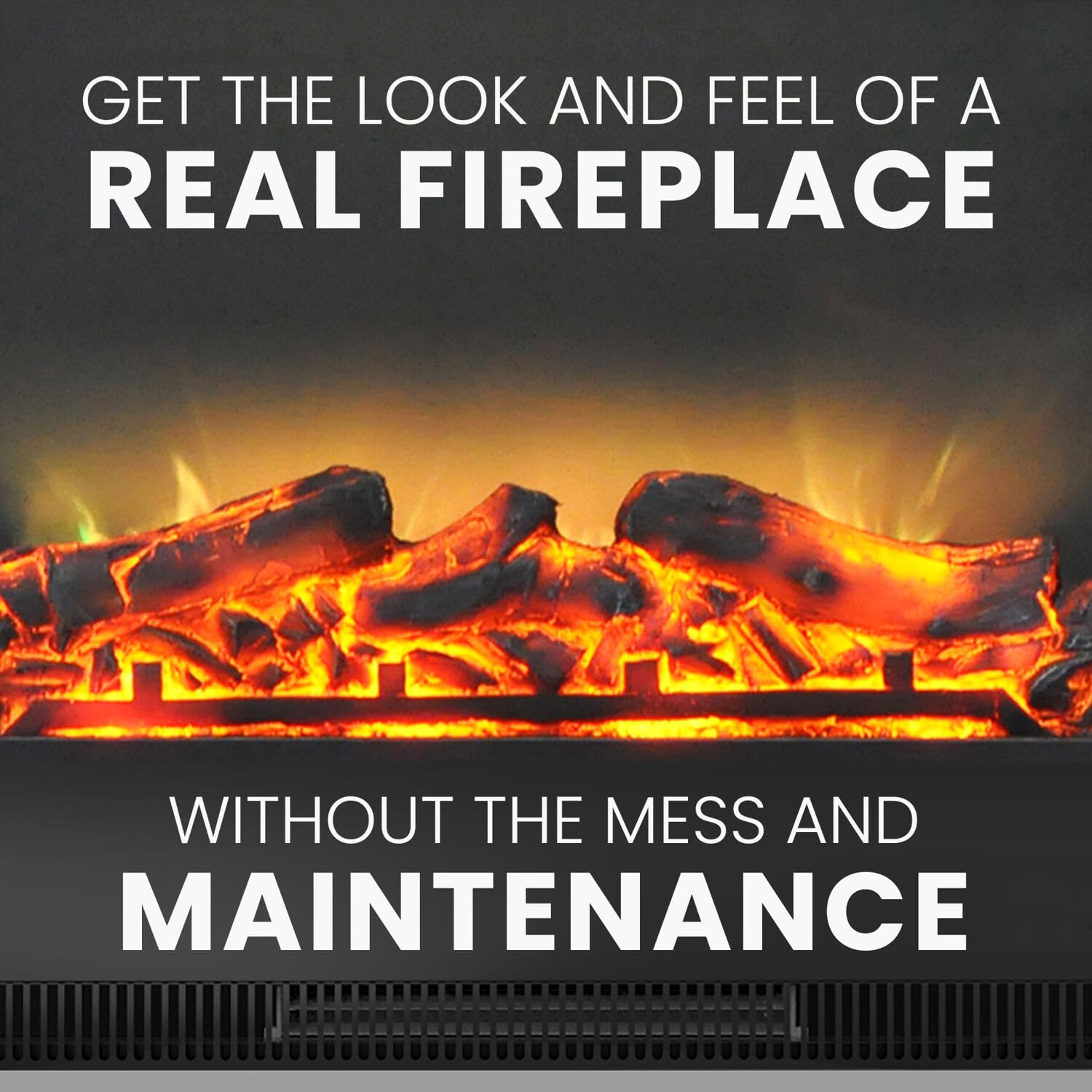 Sanoma 72'' Electric Multi Color LED Fireplace with Charred Log Insert