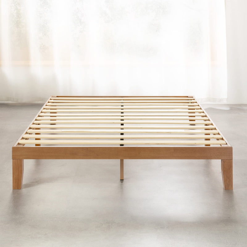 12" Classic Solid Wood Platform Bed Frame w/Wooden Slats (No Box Spring Needed)