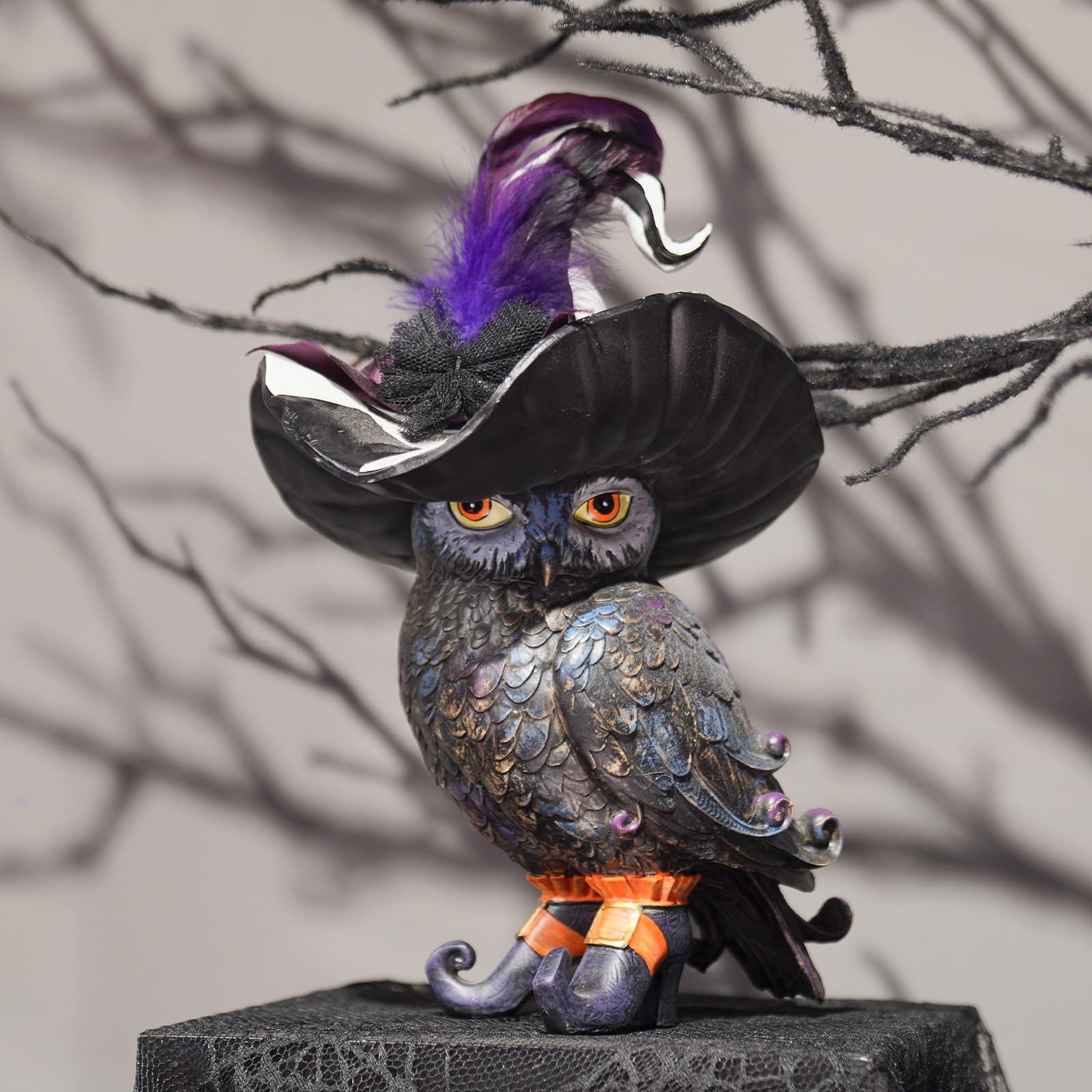 Owl Decor Halloween Decoration Indoor - Resin Black Owl Statues