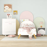 3-Piece Kids Bedroom Furniture Set Include Twin Cute Platform Bed Frame