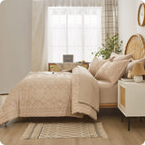 Khaki Tufted Bed in A Bag Queen Size Comforter Set