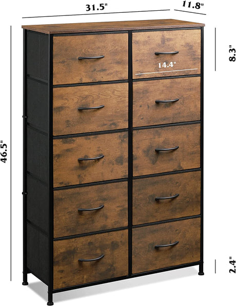 Tall Dresser for Bedroom with 10 Drawers Chest of Drawers