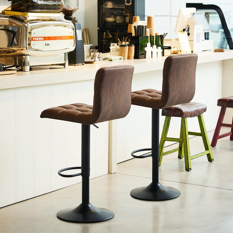 Bar Stools Set of 2-360° Swivel Barstools with Back, Adjustable Height Bar Chairs