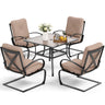 Patio Dining Set for 4 Outdoor Furniture Square Bistro Table Wooden Top