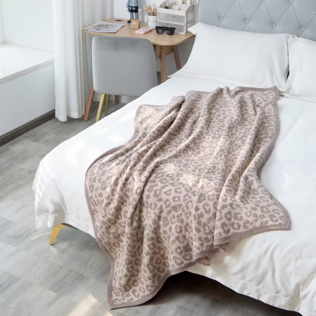 Leopard Knit Throw Blanket Soft Plush Fluffy Cheetah Print  Blanket Lightweight
