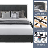 Upholstered Queen Size Platform Bed Frame with 4 Storage Drawers