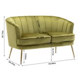 Contemporary Velvet Loveseat Chair with Gold-Finished Metal Legs, 2-Seat Sofa