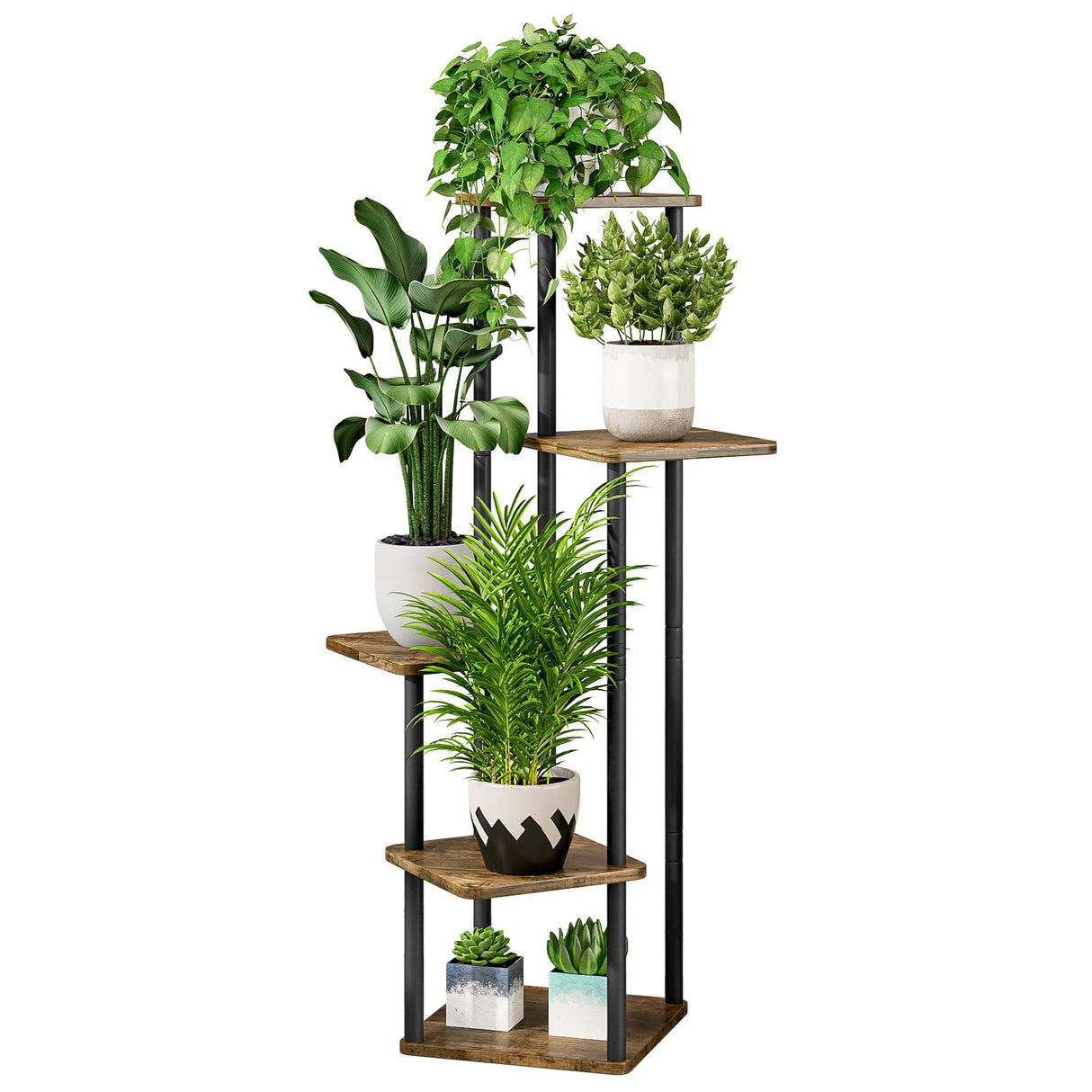 Plant Stand 5 Tier Indoor Metal Flower Shelf for Multiple Tall Flower Holders