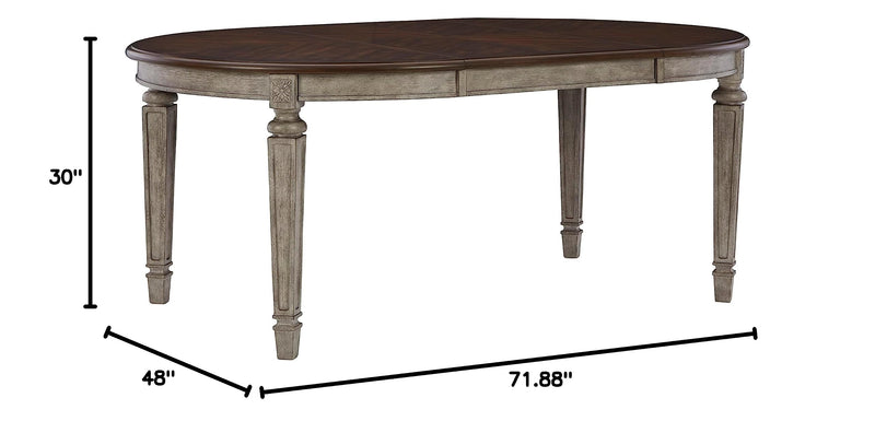 Londenbay Classic Farmhouse Oval Dining Room Extension Table, Brown & Gray