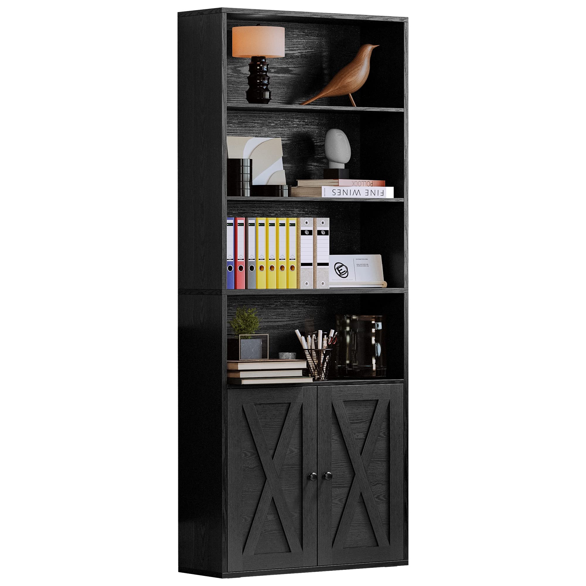Industrial Bookshelves and Bookcases with Doors Floor