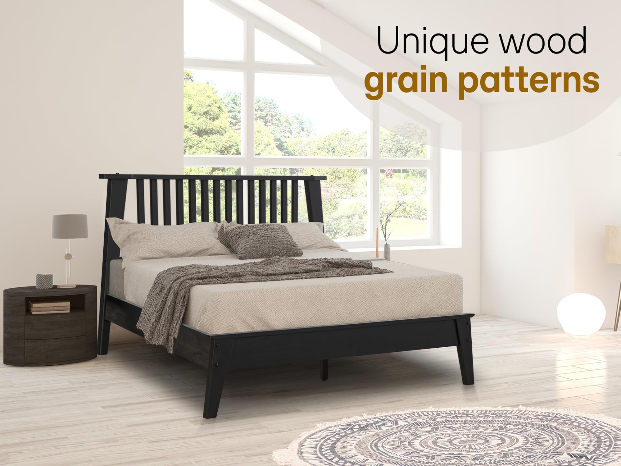 Kaylin Bed Frame with Headboard Solid Wood Platform Bed