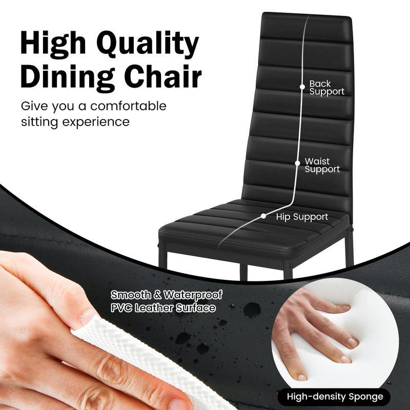 Black Polyvinyl Chloride Metal Dining Chair