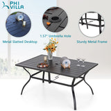 Outdoor Dining Table with Umbrella Hole and 6 Patio