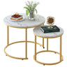 Coffee Table Nesting White Set of 2 Side Set Golden Frame Circular