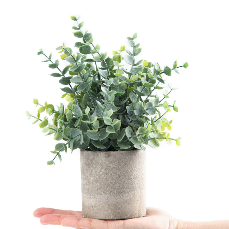 2 Pack Small Fake Plants Eucalyptus Potted Artificial Plants