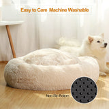 Shag Vegan Fur Donut Comfortable Dog Bed for Medium Dogs