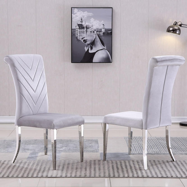Dining Chairs, Light Grey Velvet Dining Chairs