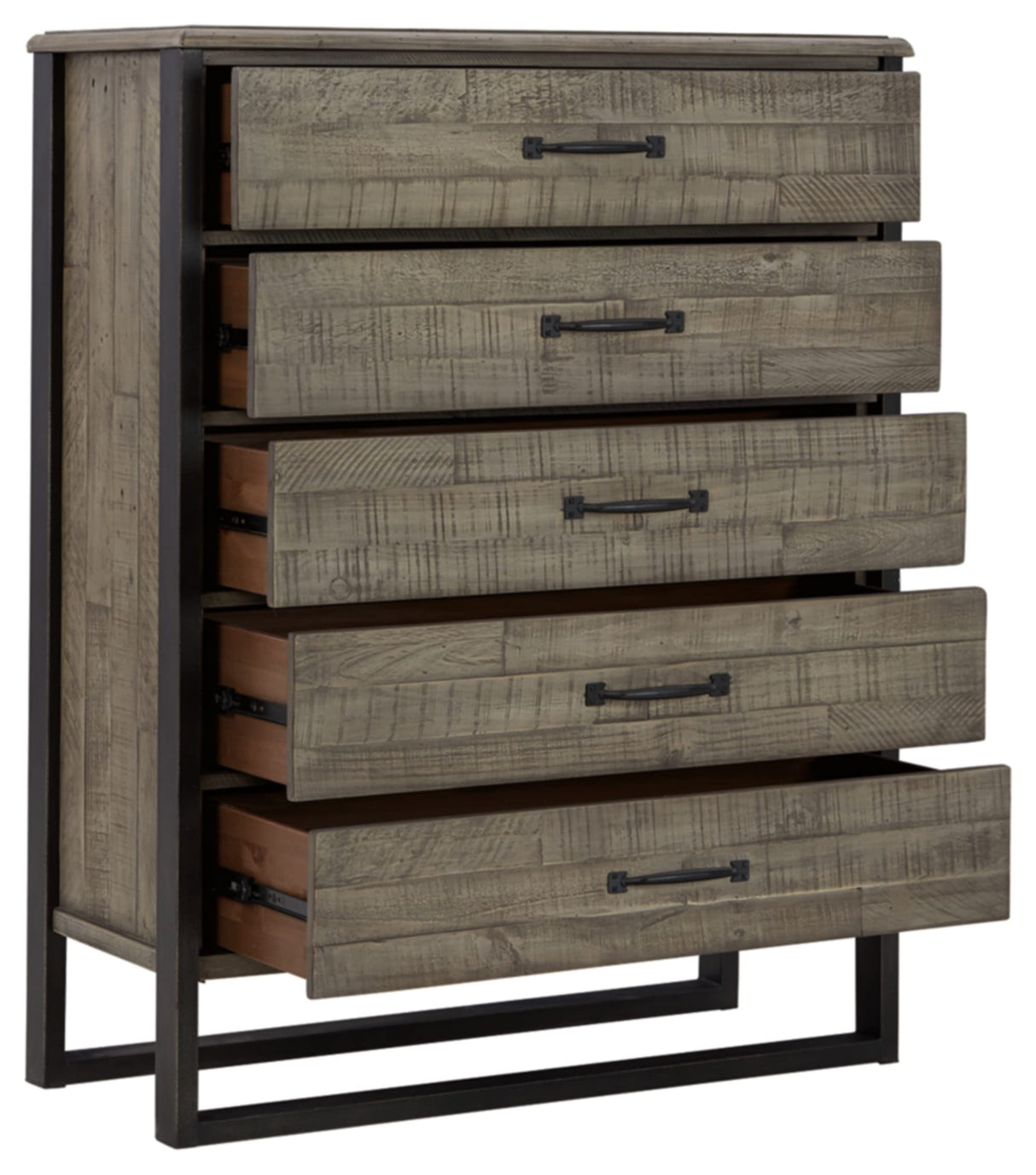 Brennagan Modern Vintage 5 Drawer Chest of Drawers, Grayish Brown