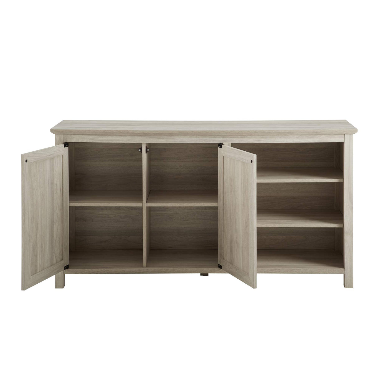 Modern Wood Grooved Buffet Sideboard with Open Storage