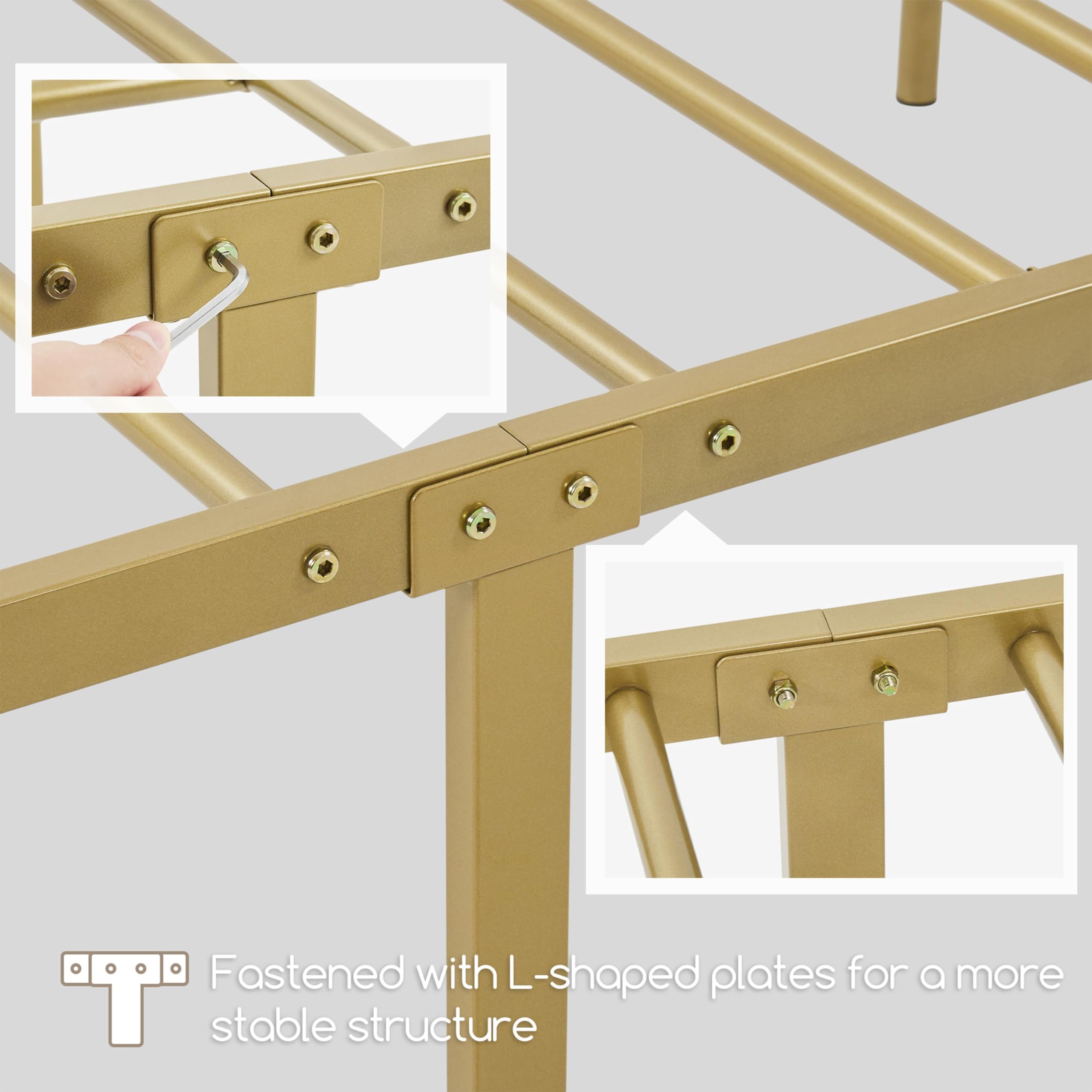 13 inch King Size Metal Bed Frame with Headboard and Footboard Platform