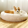 Shag Vegan Fur Donut Comfortable Dog Bed for Medium Dogs