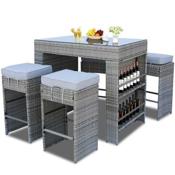 Outdoor Wiker Bar Set Patio Bar Set with Stools Wicker Patio Furniture