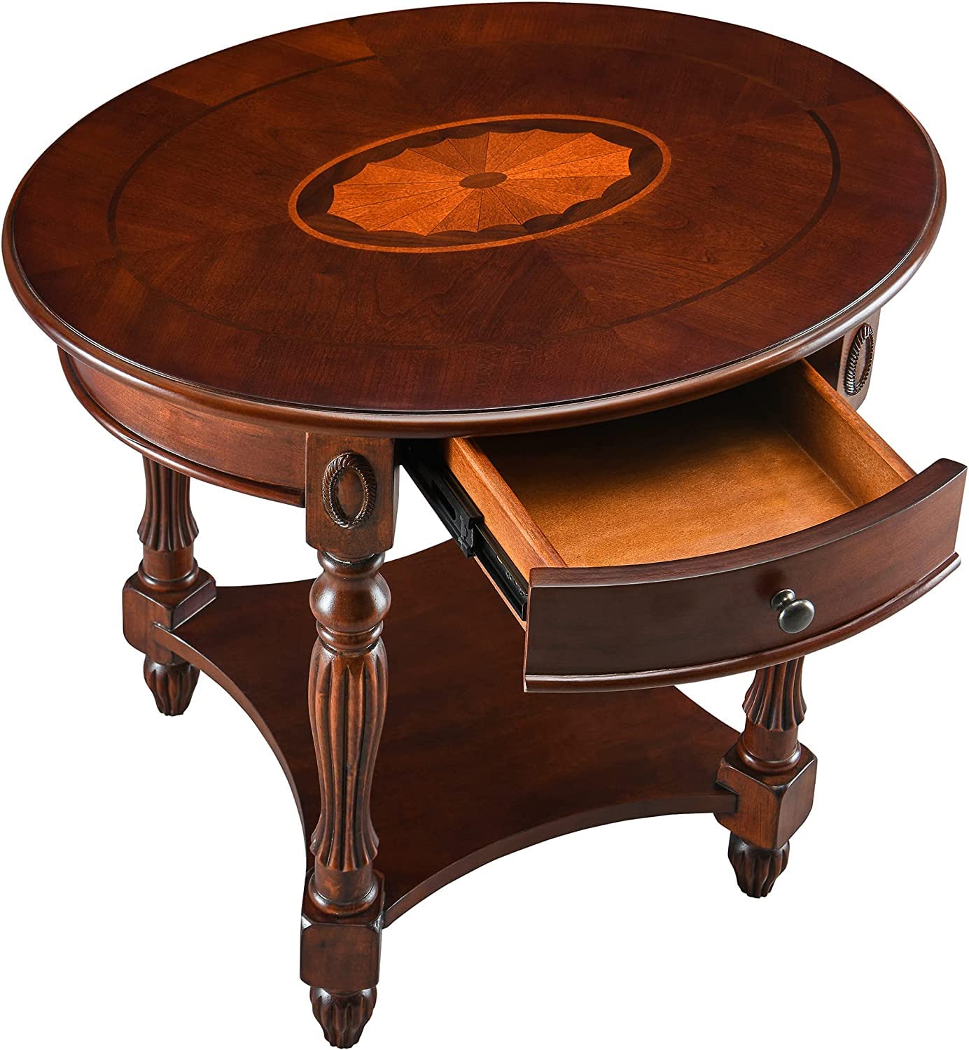 Solid Wood End Table with Drawer, Sofa Side Table with Storage Shelf