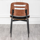 Mid Century Modern Dining Chairs, Black Leather Upholstered Kitchen