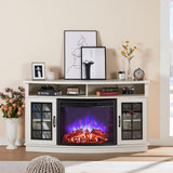 Curved TV Cabinet with 26 Electric Fireplace for TVs up to 65