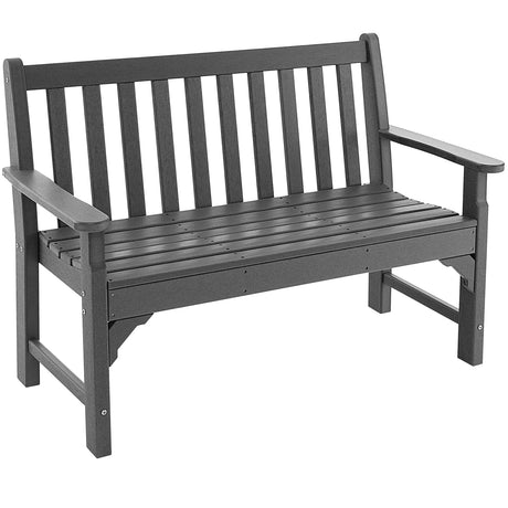 Outdoor Patio Garden Bench - All-Weather HDPE Patio Bench with Backrest