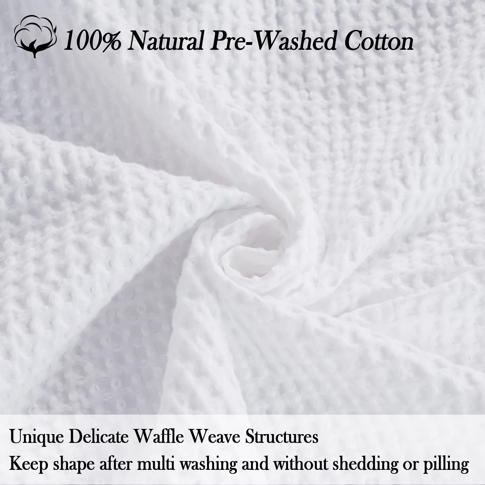100% Cotton Waffle Weave Blanket King Size 104" x 90"-Lightweight Washed Soft