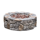 Round Stone Look Propane Gas Fire Pit Fire Table with ETL Certification