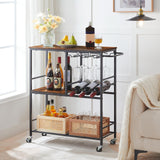 Bar Cart for The Home, 29.5 inches 3-Tier Serving Cart with Wheels