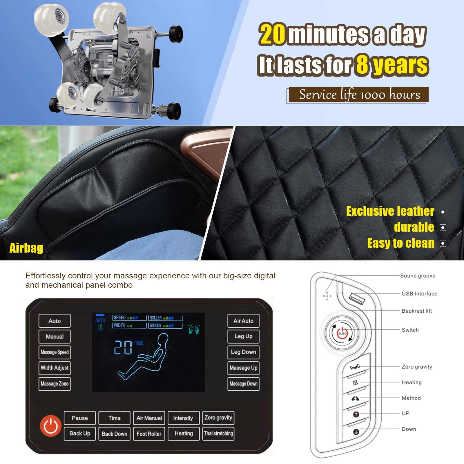 ZenWyse Smart SL-Track Massage Chair – Zero Gravity, Shoulder Detection & 7 Techniques