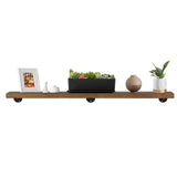 Industrial Rustic Wood Wall Shelf - 60" Espresso Real Wooden Shelf w/ 1.8" Extra Thickness