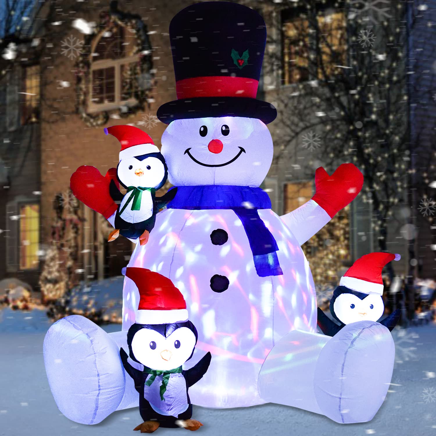 7ft Inflatable Christmas Snowman with Penguins