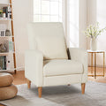 Modern Upholstered Accent Chair Armchair with Pillow, Fabric Reading Living Room Side Chair, Single Sofa with Lounge Seat and Wood Legs