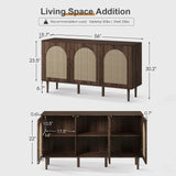 Rattan Sideboard Buffet Cabinet with 3 Doors & Shelves