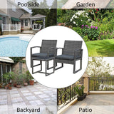 3 Pieces Outdoor Patio Furniture Set, Wicker Conversation Set, Rattan Chair Set