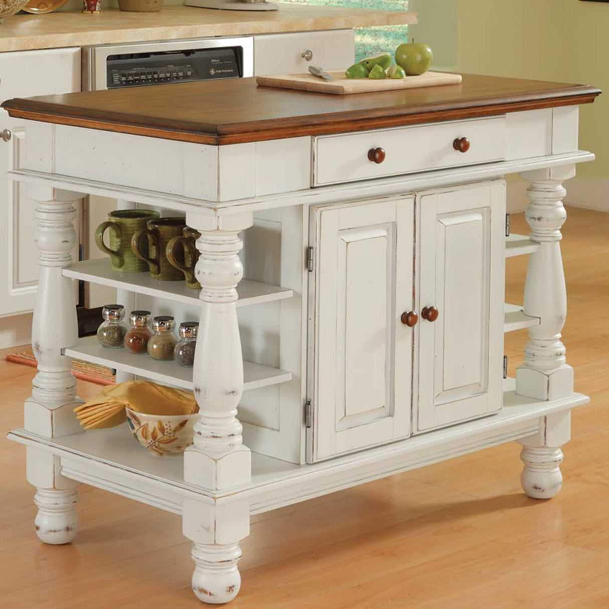 Kitchen Island Americana Dual Side Storage Cabinet