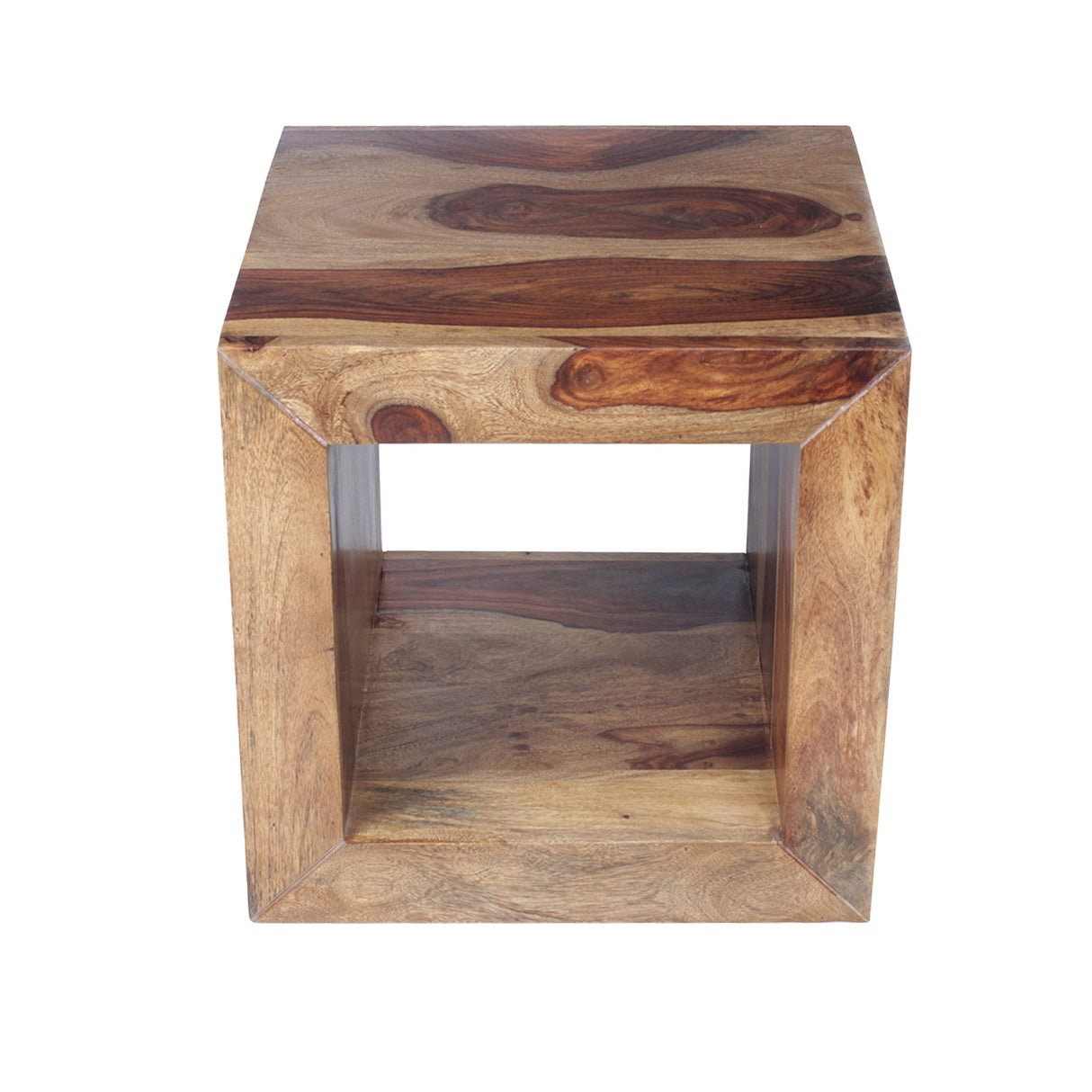 Cube Shape Rosewood Side Table with Cutout Bottom