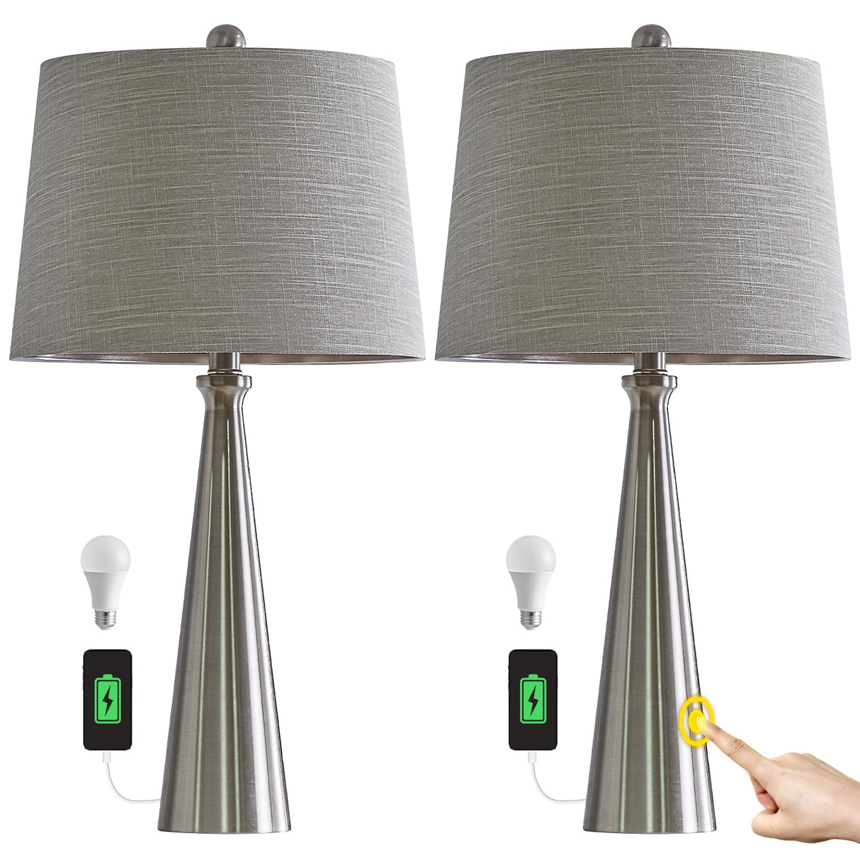 25.75" Table Lamps Set of 2 for Living Room Bedroom