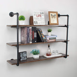 Industrial Floating Shelves Wall Mount,48in Rustic Pipe Wall Shelf,3-Tiers Wall Mount