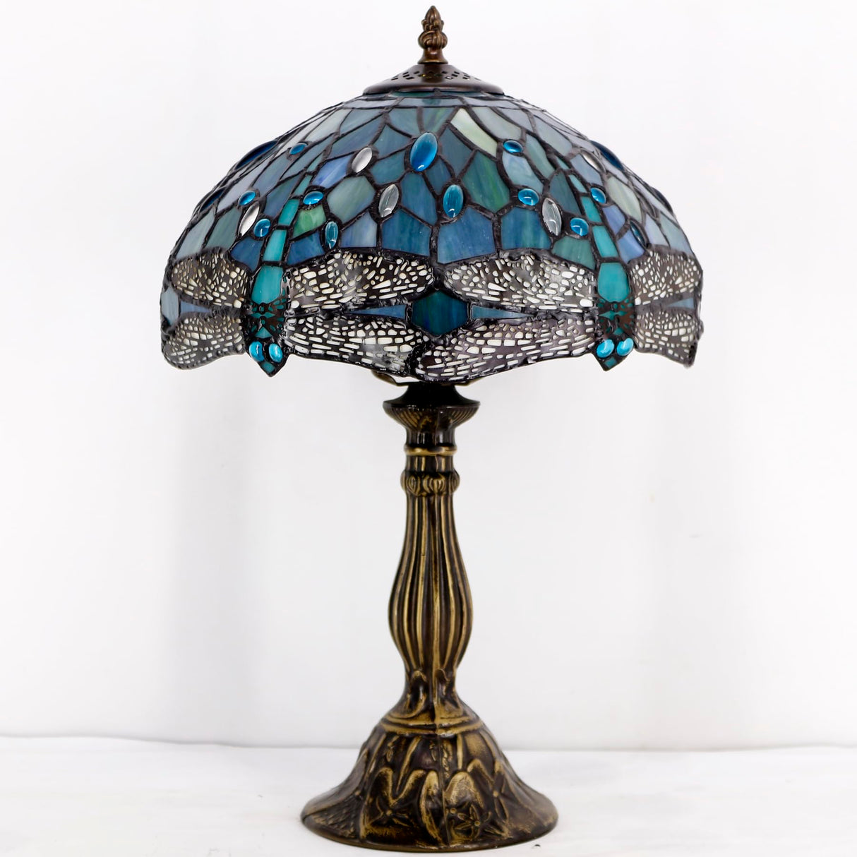 Tiffany Lamp Sea Blue Stained Glass Table Lamp 12X12X18 Inches